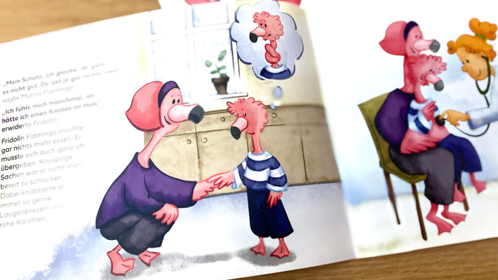 Anzug aus dem Erklärbuch: Fridolin mag nicht mehr schlucken.